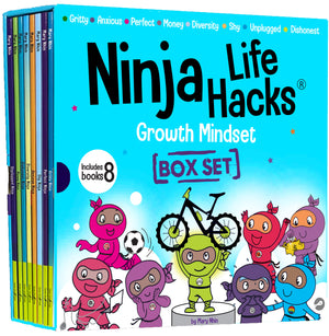 Ninja Life Hacks Growth Mindset 8 Book Box Set (Books 916: Perfect, Money, Anxious, Gritty, Dishonest, Shy, Unplugged, Diversit,New