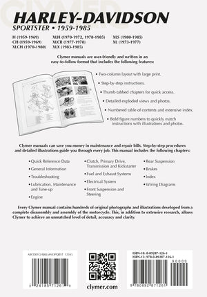 Clymer Harleydavidson Sportsters 19591985: Service, Repair, Maintenance (Clymer Motorcycle)