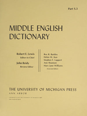 Middle English Dictionary (Volume S.3)