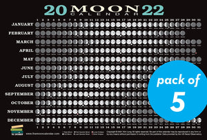 2022 Moon Calendar Card (5 Pack): Lunar Phases, Eclipses, And More!,New