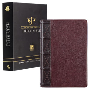 KJV Holy Bible, Giant Print Standard Size Premium Full Grain Leather Red Letter Edition  Thumb Index & Ribbon Marker, King Jame