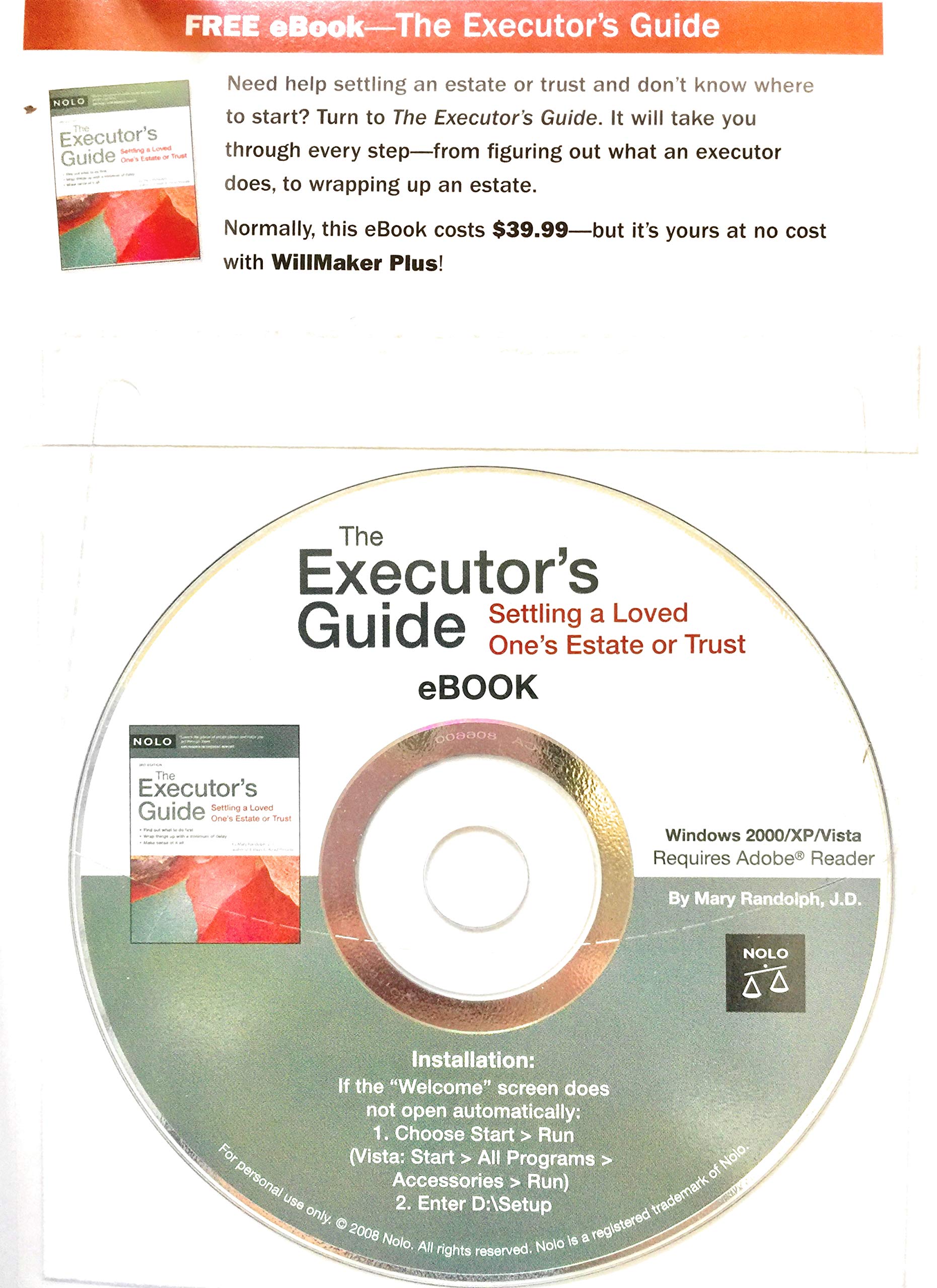 Quicken Willmaker Plus 2009 Edition: Estate Planning Essentials (Book with Software),Used