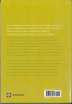 Handbook On Impact Evaluation: Quantitative Methods And Practices (World Bank Training Series),Used