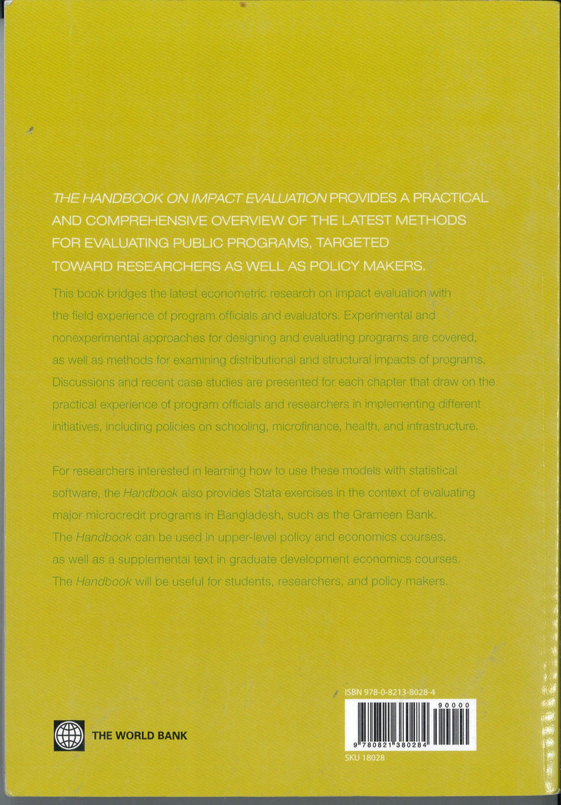 Handbook On Impact Evaluation: Quantitative Methods And Practices (World Bank Training Series),Used
