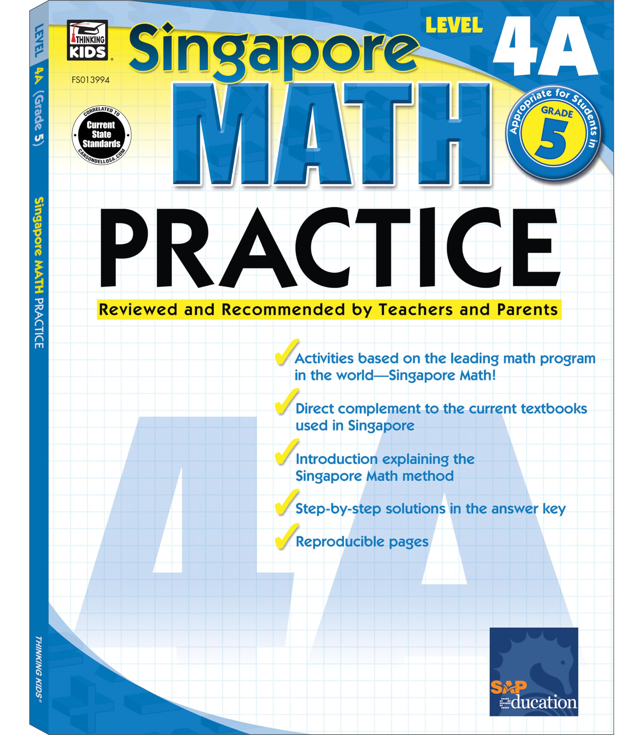 Singapore Math  Level 4A Math Practice Workbook for 5th Grade, Paperback, Ages 1011 with Answer Key,New