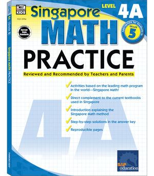 Singapore Math  Level 4A Math Practice Workbook for 5th Grade, Paperback, Ages 1011 with Answer Key,New