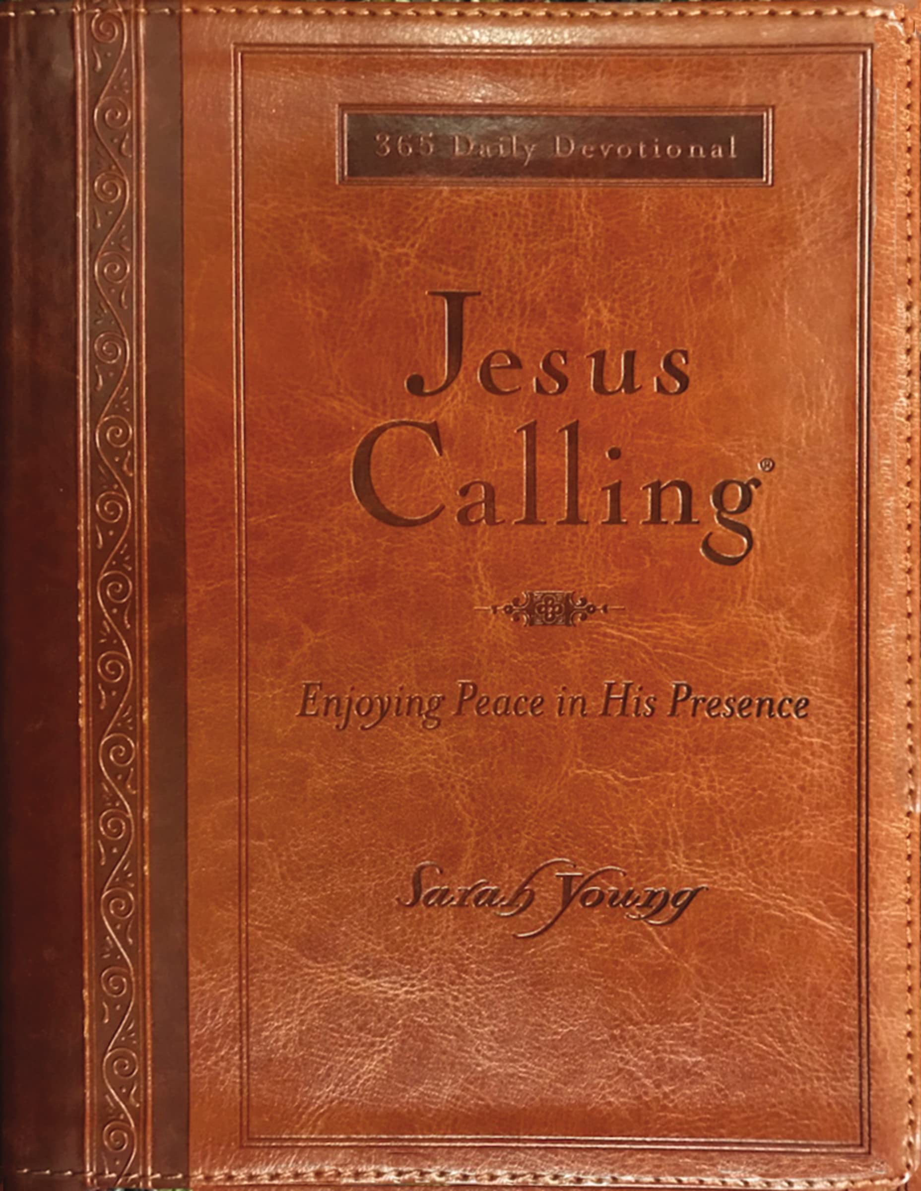 Jesus Calling Large Text Devotional by Thomas Nelson - Brown Leathersoft, Full Scriptures, 365 Days of Peace and Reflection
