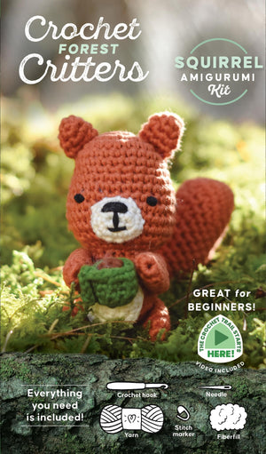 Crochet Forest Critters Amigurumi Kit Squirrel: Everything You Need Is Included: 100%Cotton Yarn, Crochet Hook, Stitch Marker,