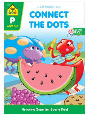 School Zone  Connect The Dots Workbook  32 Pages, Ages 3 To 5, Preschool, Kindergarten, Dottodots, Counting, Number Puzzles,,Used