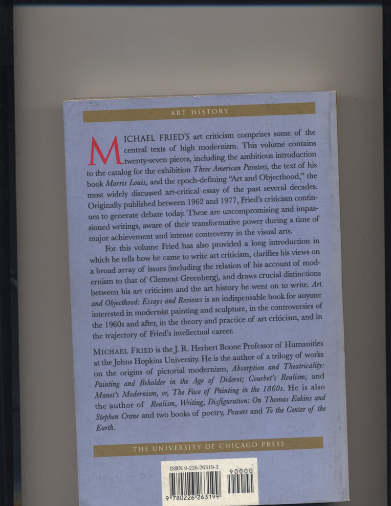Art and Objecthood: Essays and Reviews,New
