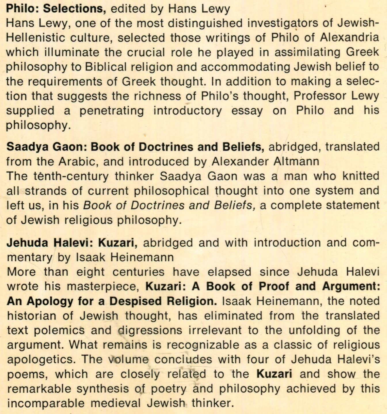 Three Jewish Philosophers,Used
