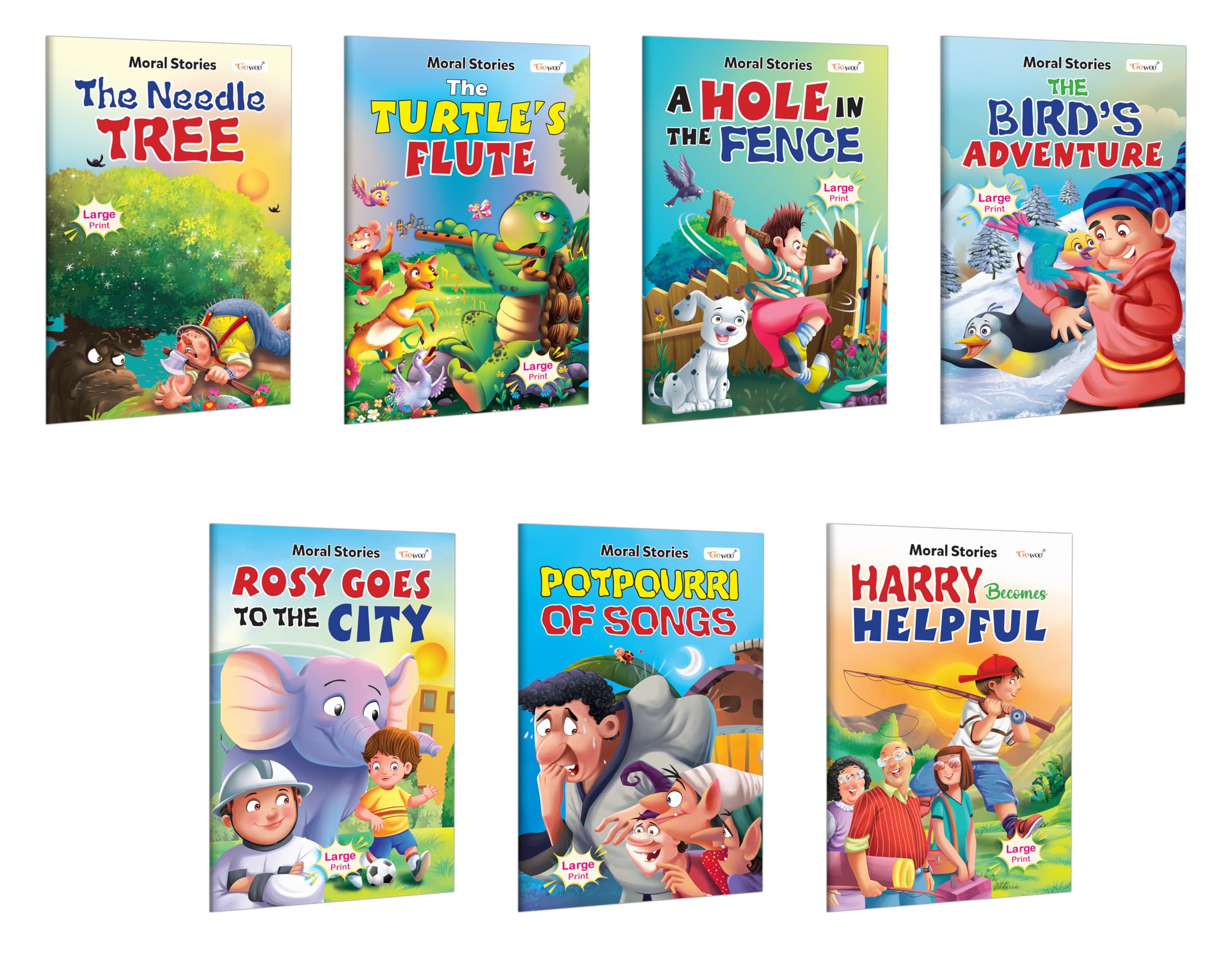 The Needle Tree, Turtle Flute, A Hole In The Fence, The BirdS Adventure And More - Moral Stories :- Early Learning Story Books For Children, Story Books For Kids | Pack Of 7 Books