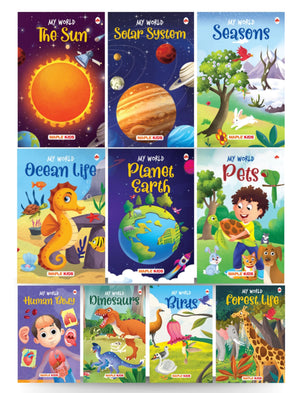 My World (Set Of 10 Books) - Science Knowledge Books For Kids - Birds, Dinosaurs, Forest Life, Ocean Life, Pets, Planet Earth, Seasons, Human Body, The Sun, Solar System