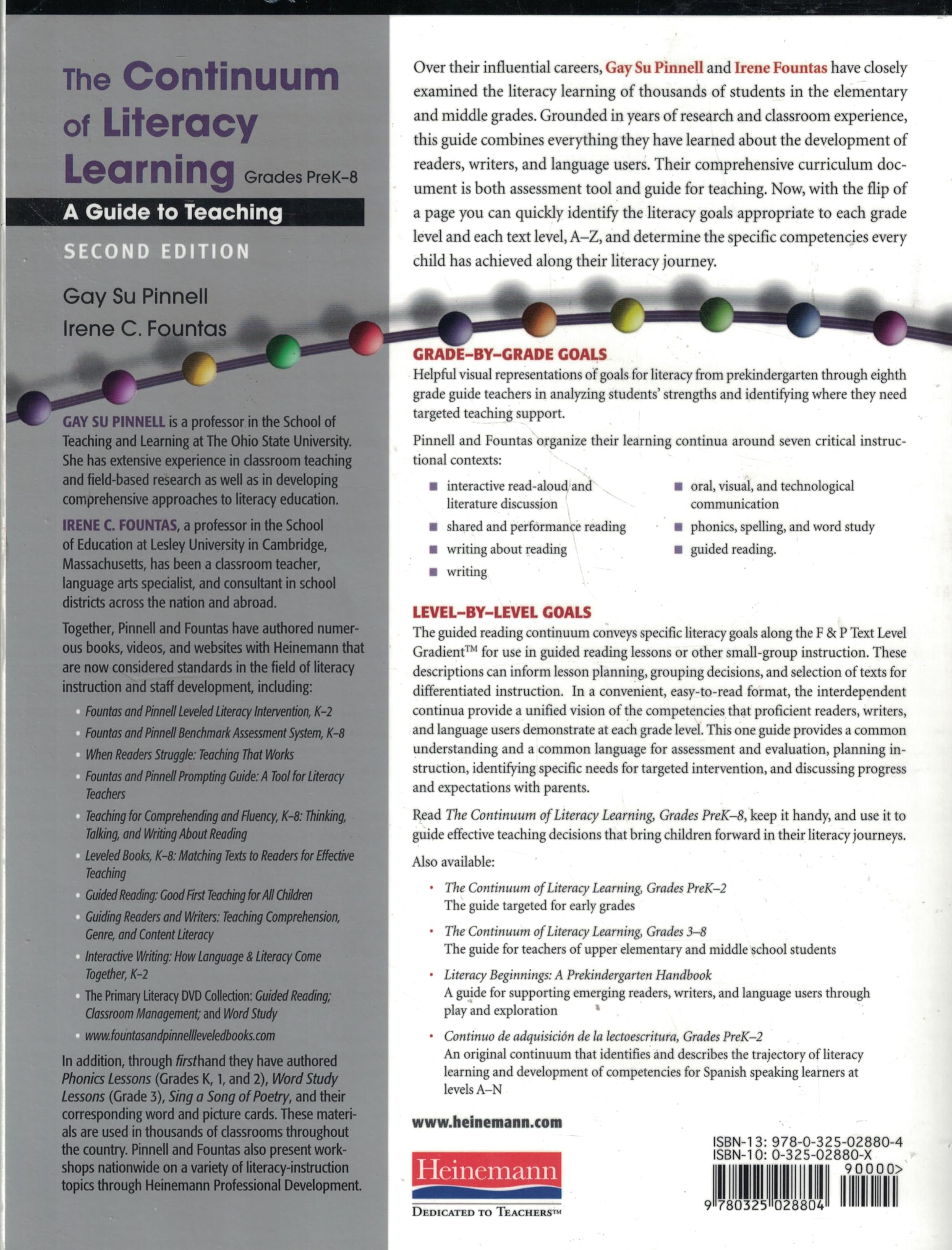 The Continuum of Literacy Learning, Grades PreK8, Second Edition: A Guide to Teaching,New
