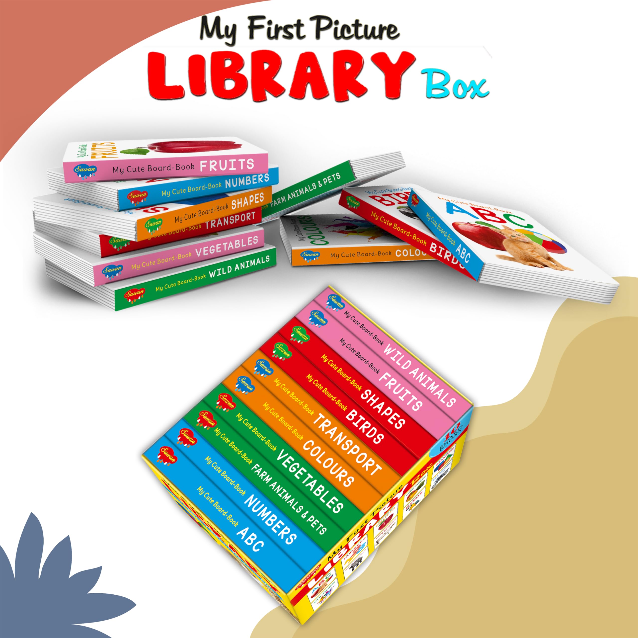 My First Complete Learning Library : Boxset Of Board Books For Children, Toddler Board Book Set, Early Learning Book Set Of 10 Books (Board Book, Sawan)