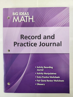 BIG IDEAS MATH Algebra 1: Common Core Record & Practice Journal,Used