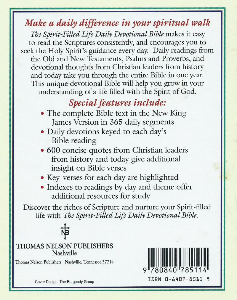 Spirit Filled Life Daily Devotional Bible: New King James Version,Used