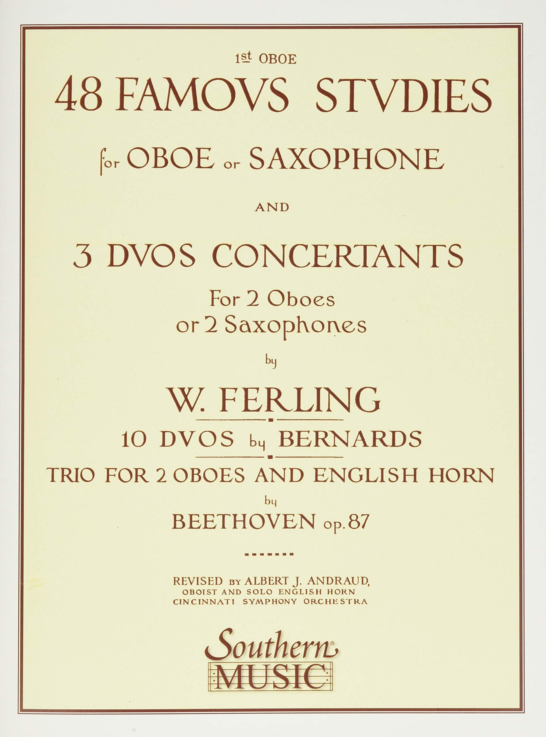 48 Famous Studies, (1st and 3rd Part): Oboe  Melodious Etudes with Oboe and Saxophone Sheet Music  Oboe and Saxophone Duet Boo,Used