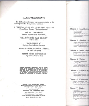 Chiltons Repair and Tune-Up Guide: Mercedes Benz 1959-70-Used