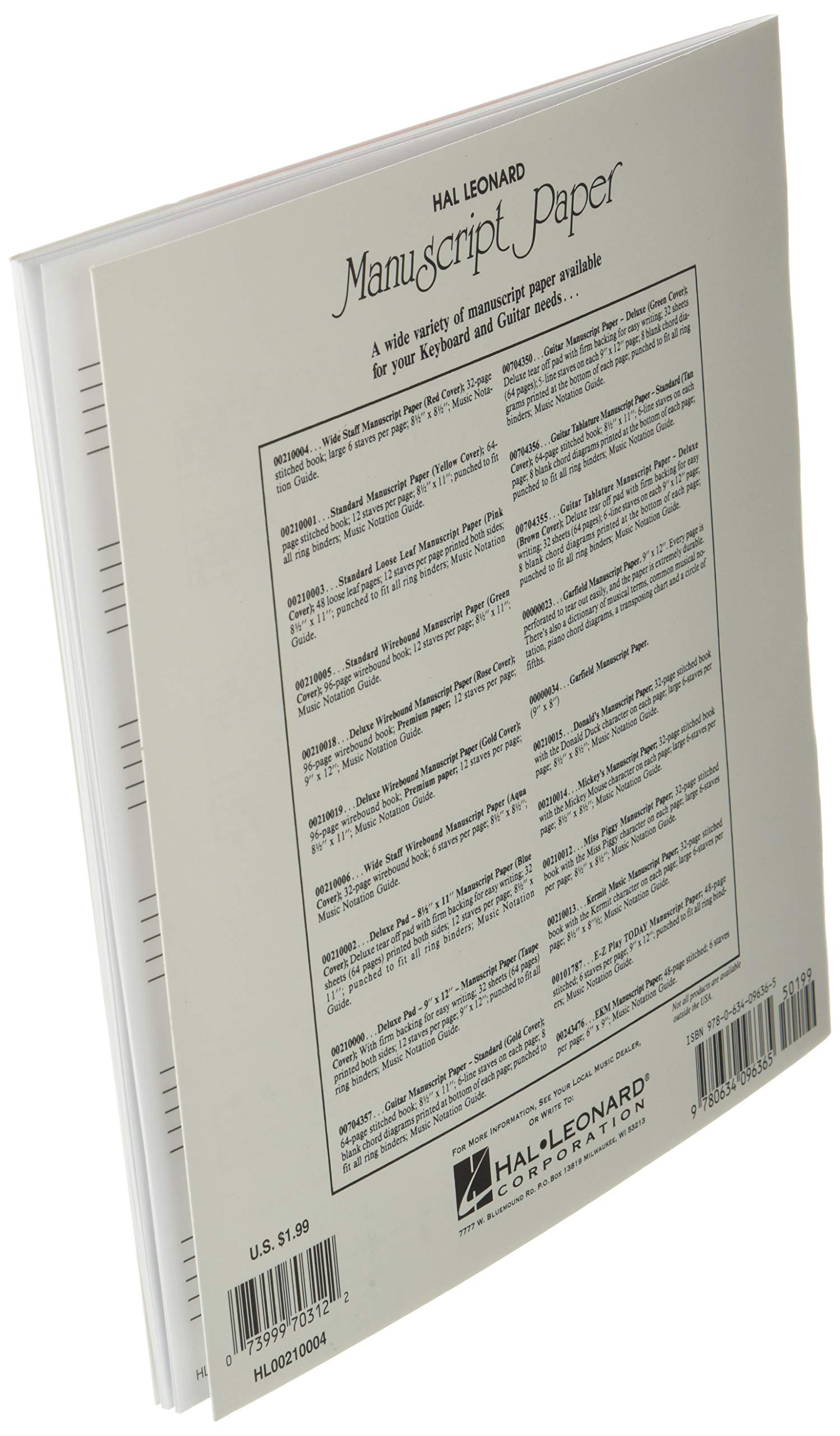 Wide Staff Manuscript Paper (Red Cover),New