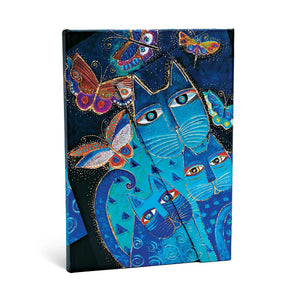 Paperblanks  Blue Cats & Butterflies  Fantastic Felines  Hardcover  Midi  Lined  Wrap Closure  160 Pg  120 Gsm