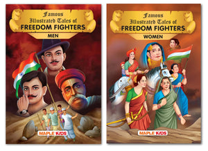 Indian Freedom Fighters (Illustrated) (Set Of 2 Books) - Story Book For Kids - Biographies For Children - Gandhi, Nehru, Bhagat Singh, Azad, Hazrat Mahal, Bijkaji Cama, Rani Laxmibai Etc., - Age 6+