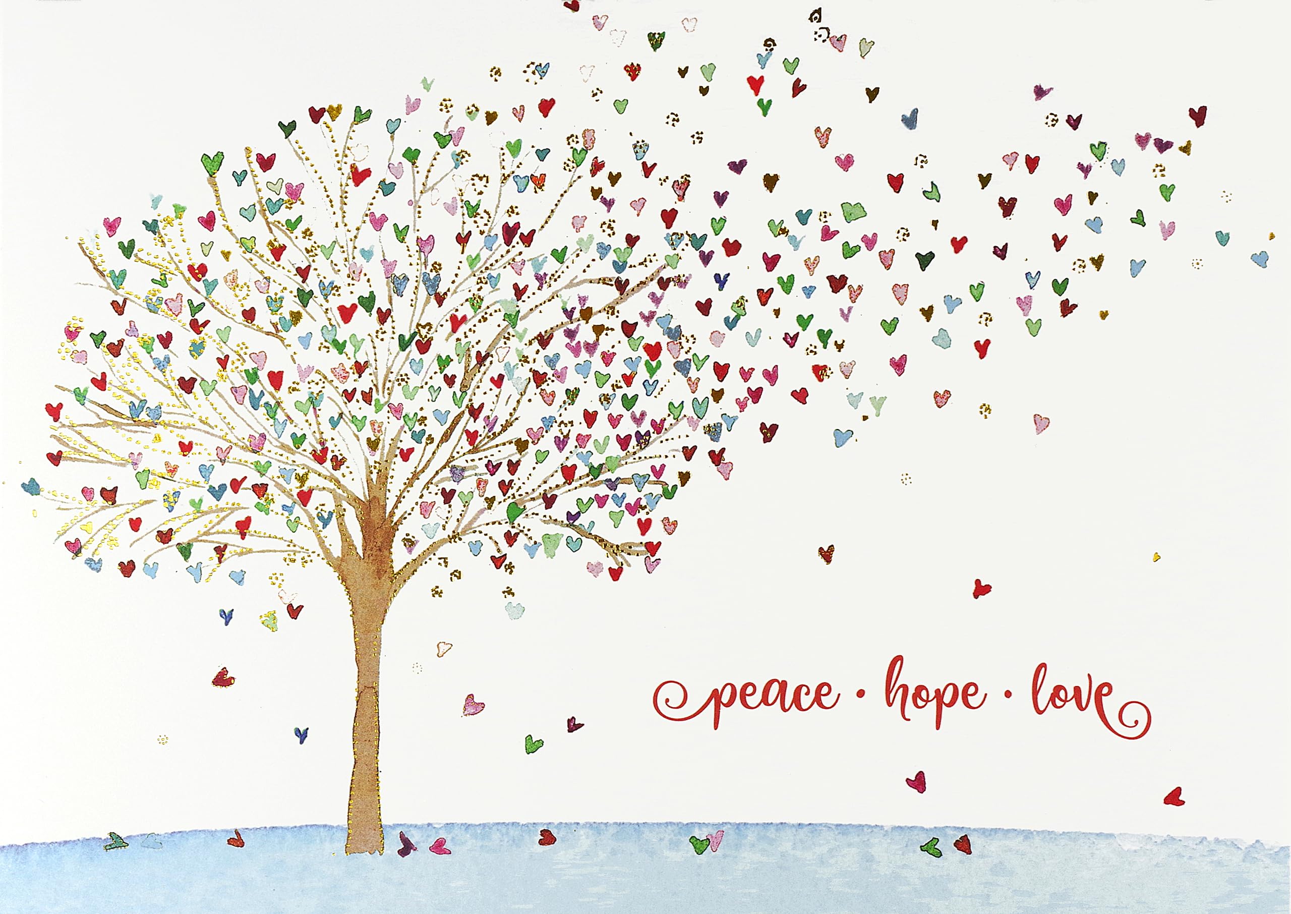 Festive Tree of Hearts Deluxe Boxed Holiday Cards (Christmas Cards, Greeting Cards),Used