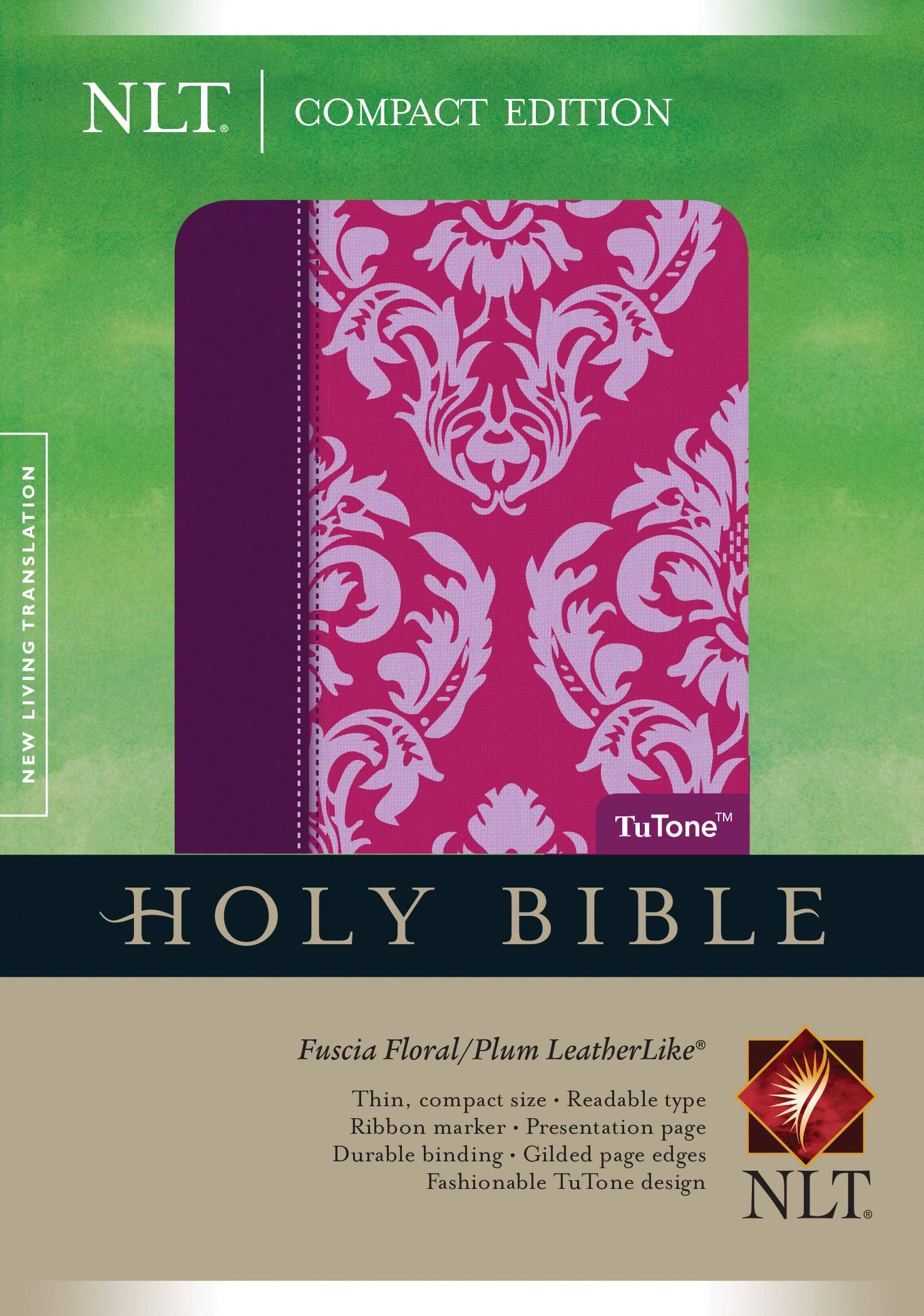 Compact Edition Bible NLT, Floral TuTone (LeatherLike, Fuchsia Floral/Plum),Used