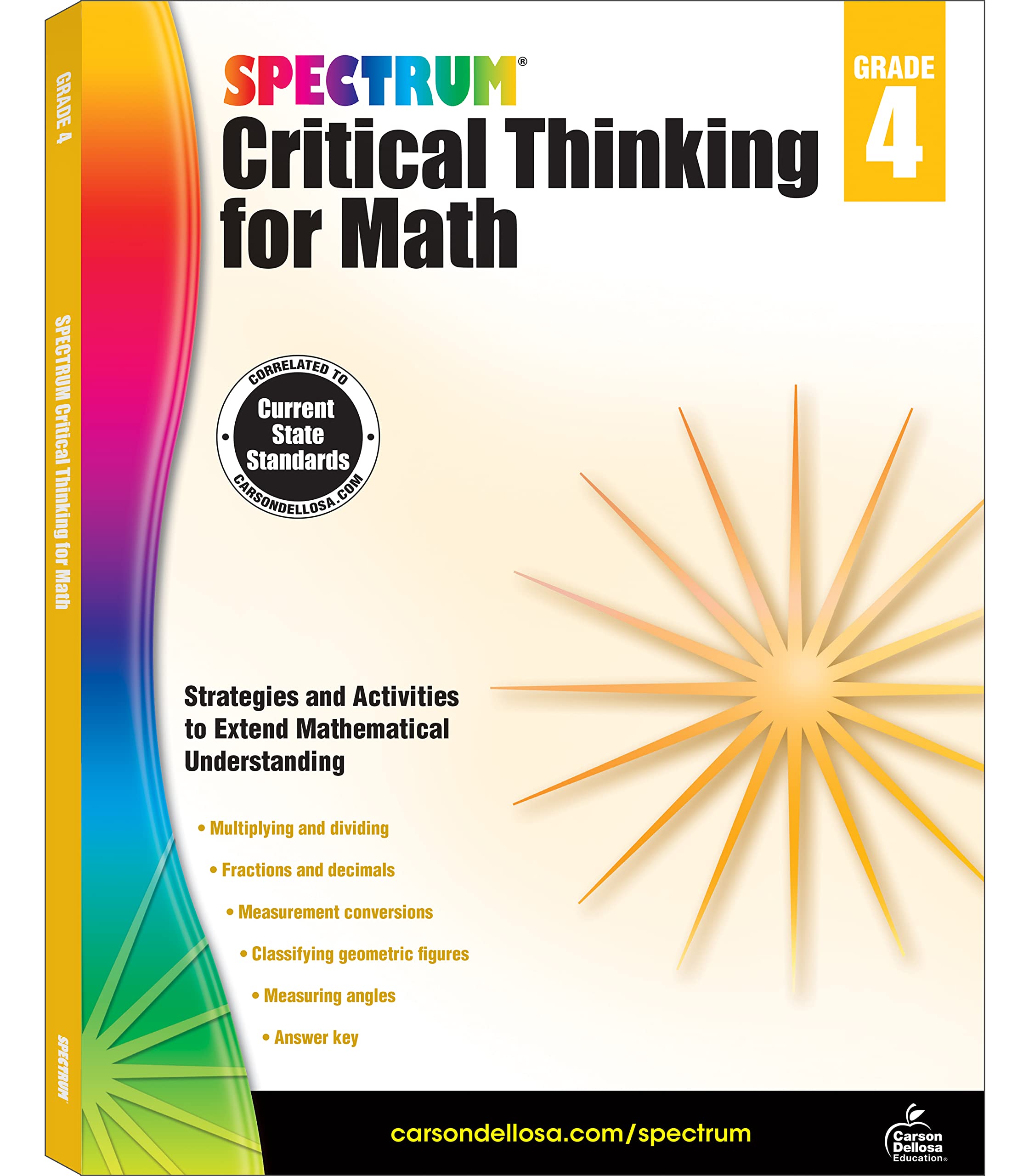Spectrum Grade 4 Critical Thinking For Math Workbook, Ages 9 To 10, Multiplication, Division, Fractions, Decimals, Geometry, Cri