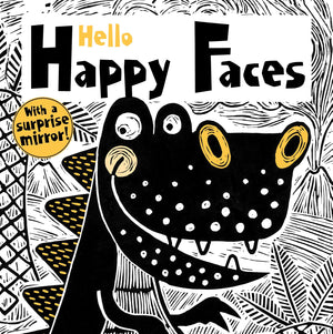 Hello Happy Faces (Happy Fox Books) Baby's First Book  HighContrast Art of Smiling Robots, Animals, and More, with WipeClean ,Used