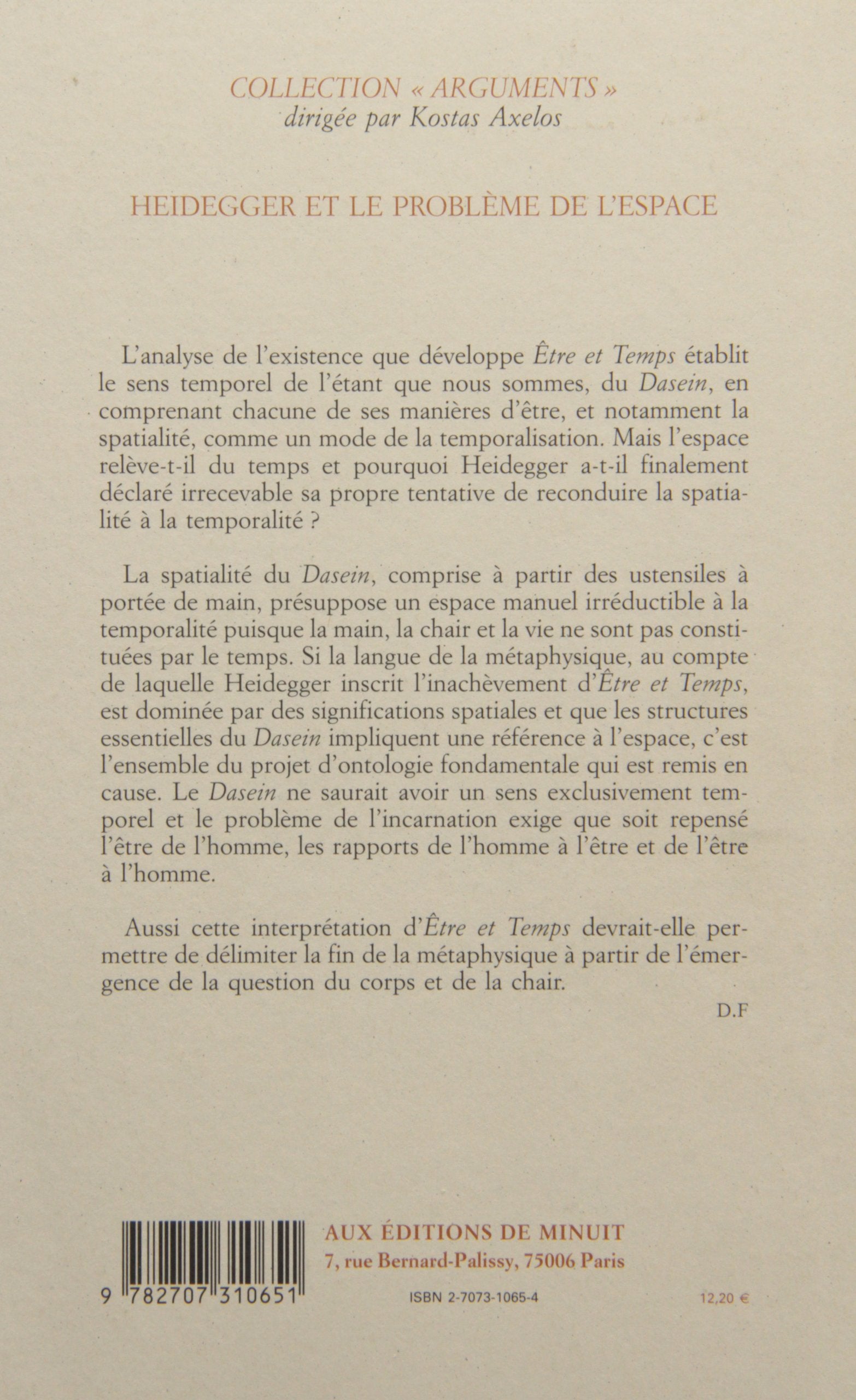 Heidegger et le problme de l'espace,Used