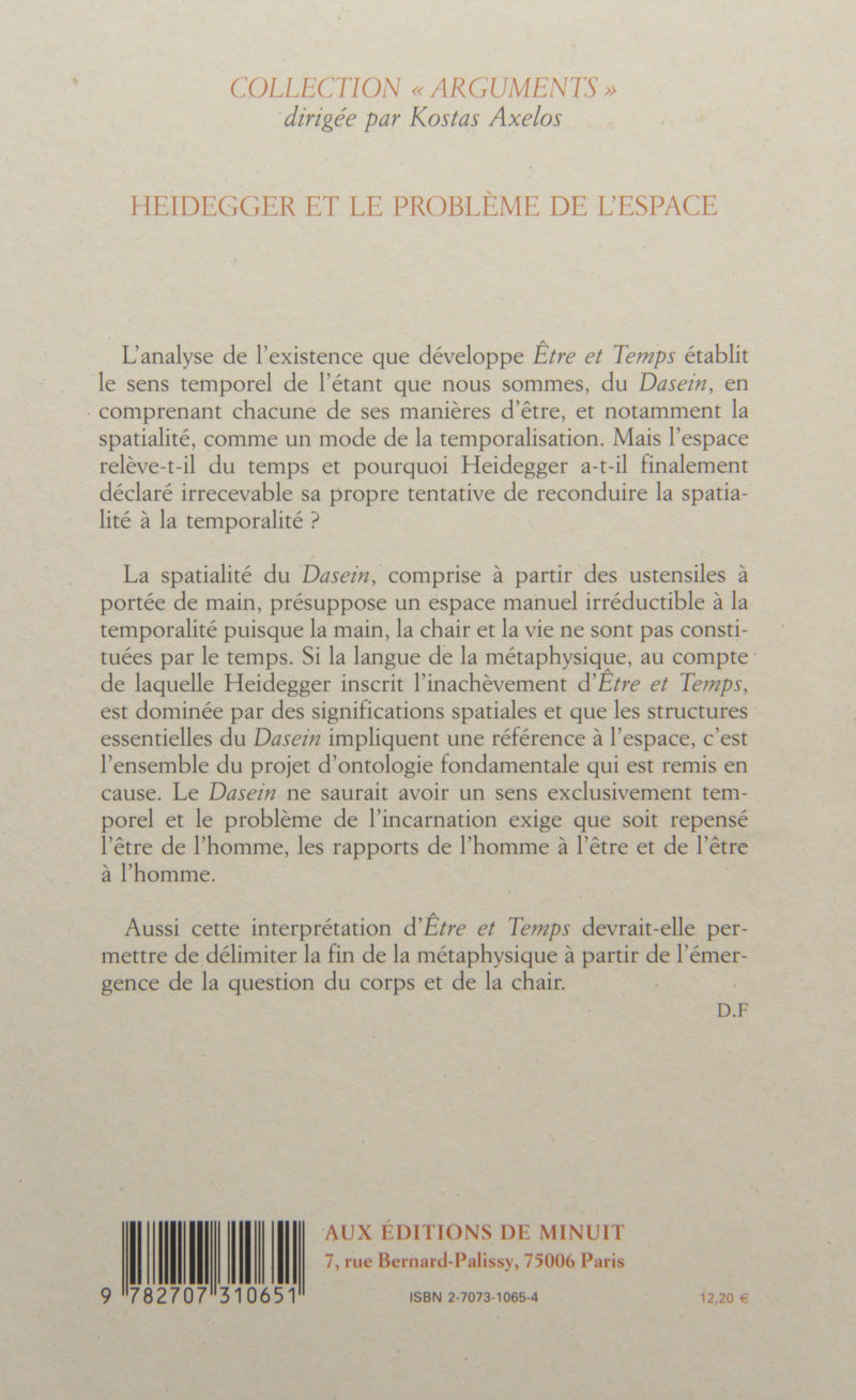 Heidegger et le problme de l'espace,Used