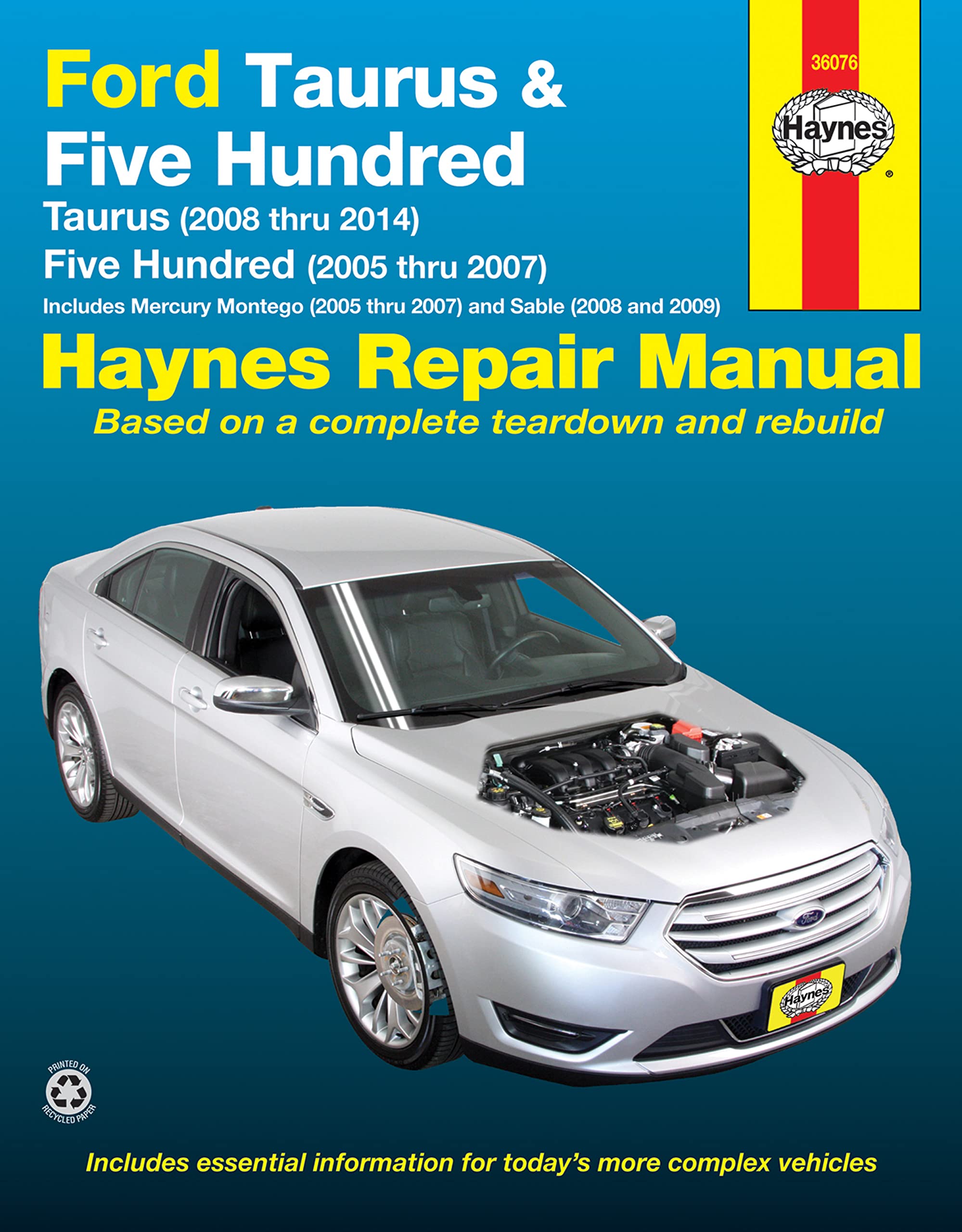 Ford Taurus (0814) & Five Hundred (0507) & Mercury Montego (0507) & Sable (0809) Haynes Repair Manual (Does not include 3.5L,Used