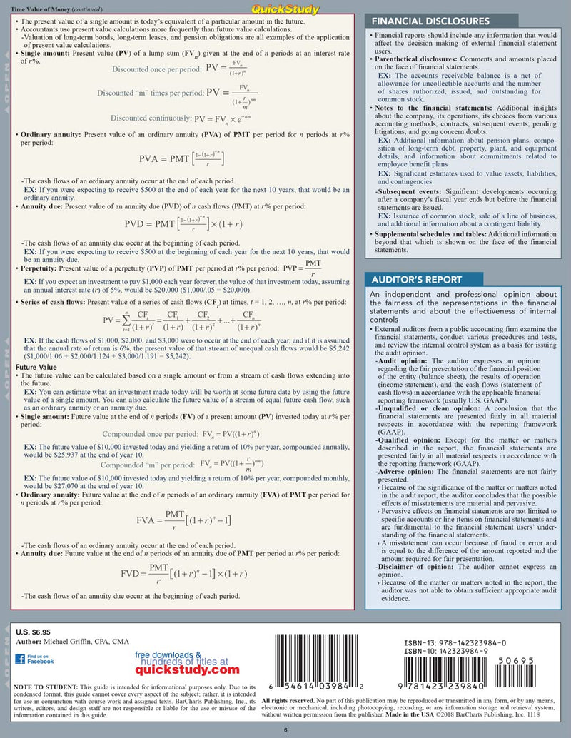 Intermediate Accounting 1 QuickStudy Laminated Reference Guide (QuickStudy Business),New