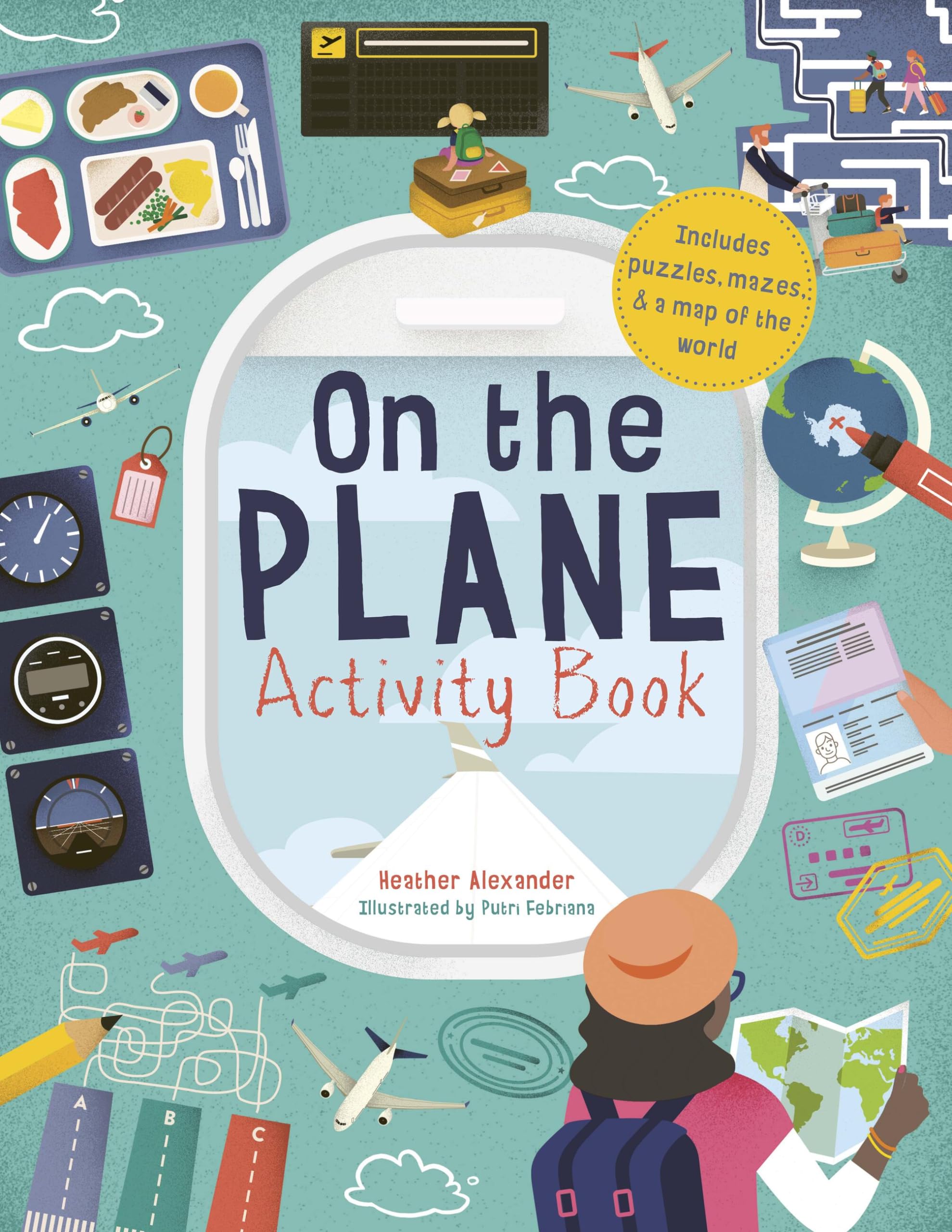 On The Plane Activity Book: Includes Puzzles, Mazes, Dottodots And Drawing Activities