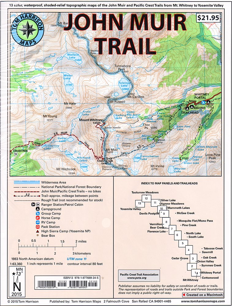 John Muir Trail Mappack: Shaded Relief Topo Maps (Tom Harrison Maps)
