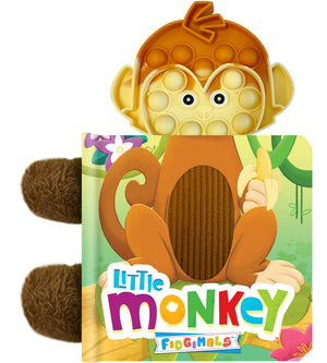Fidgimals Little Monkey Animal Baby Book  Sensory Board Book with Pop It Fidget Toys, Perfect Sensory Toys for Toddlers I Baby B