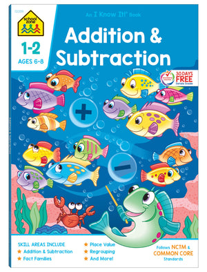 School Zone Addition & Subtraction Workbook: 64 Pages, 1St Grade, 2Nd Grade, Elementary Math, Sums, Differences, Place Value, Re