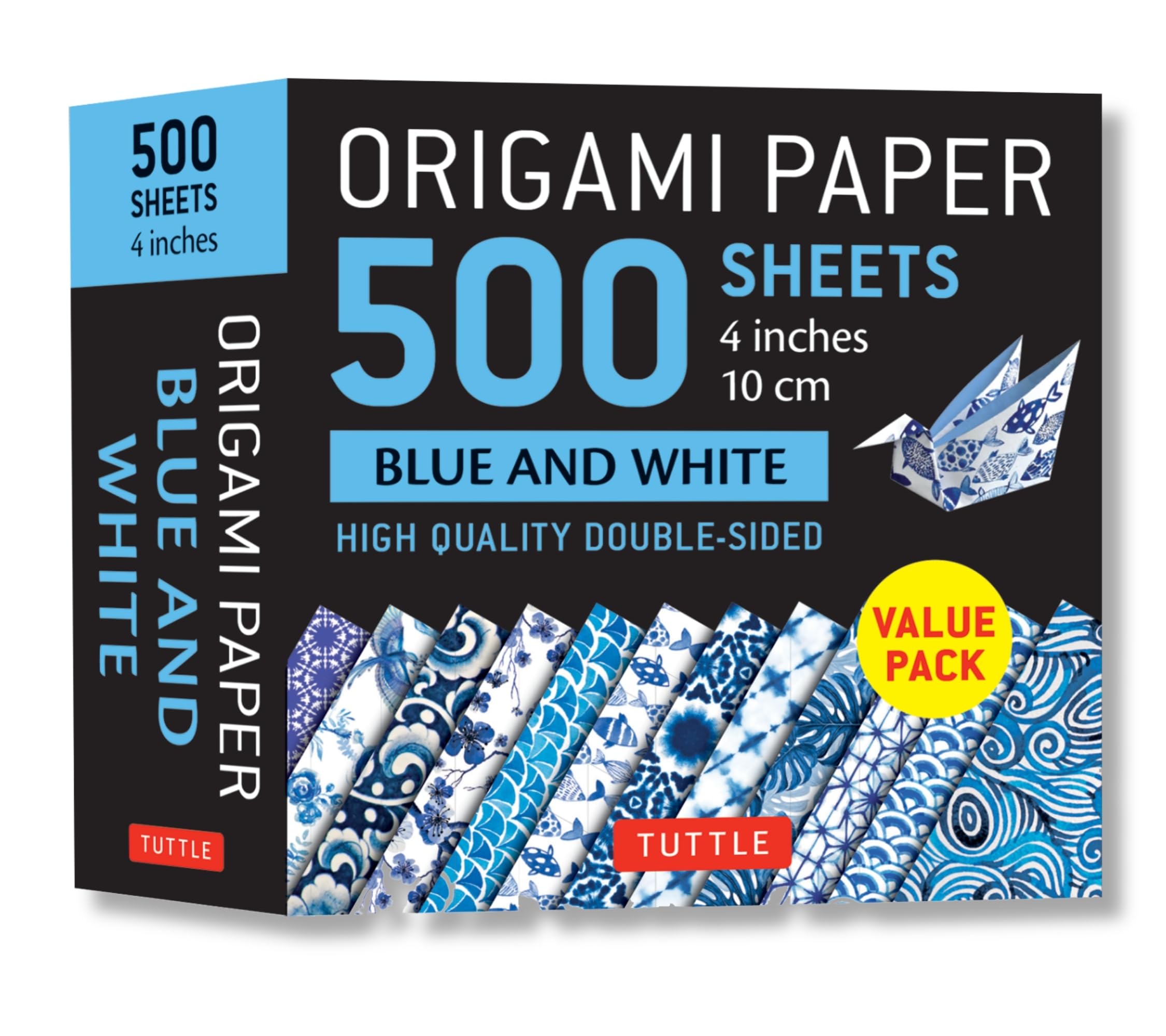 Origami Paper 500 sheets Blue and White 4' (10 cm): DoubleSided Origami Sheets Printed with 12 Different Designs,Used