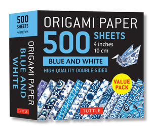 Origami Paper 500 sheets Blue and White 4' (10 cm): DoubleSided Origami Sheets Printed with 12 Different Designs,Used