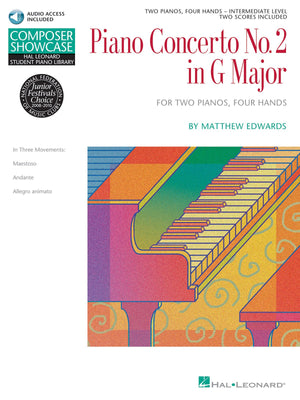 Concerto No. 2 in G Major for 2 Piano, 4 Hands Book/Online Audio (Hal Leonard Student Piano Library Composer Showcase Intermedia,Used
