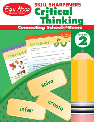 Evanmoor Skill Sharpeners Critical Thinking, Grade 2 Workbook, Problem Solving Skills, Fun Activities, Higherorder, Openended