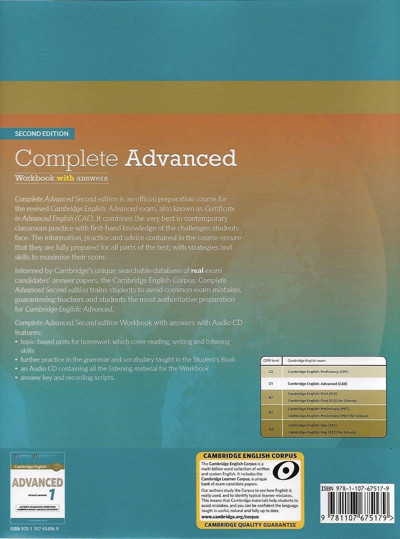 Complete Advanced Workbook with Answers with Audio CD,Used