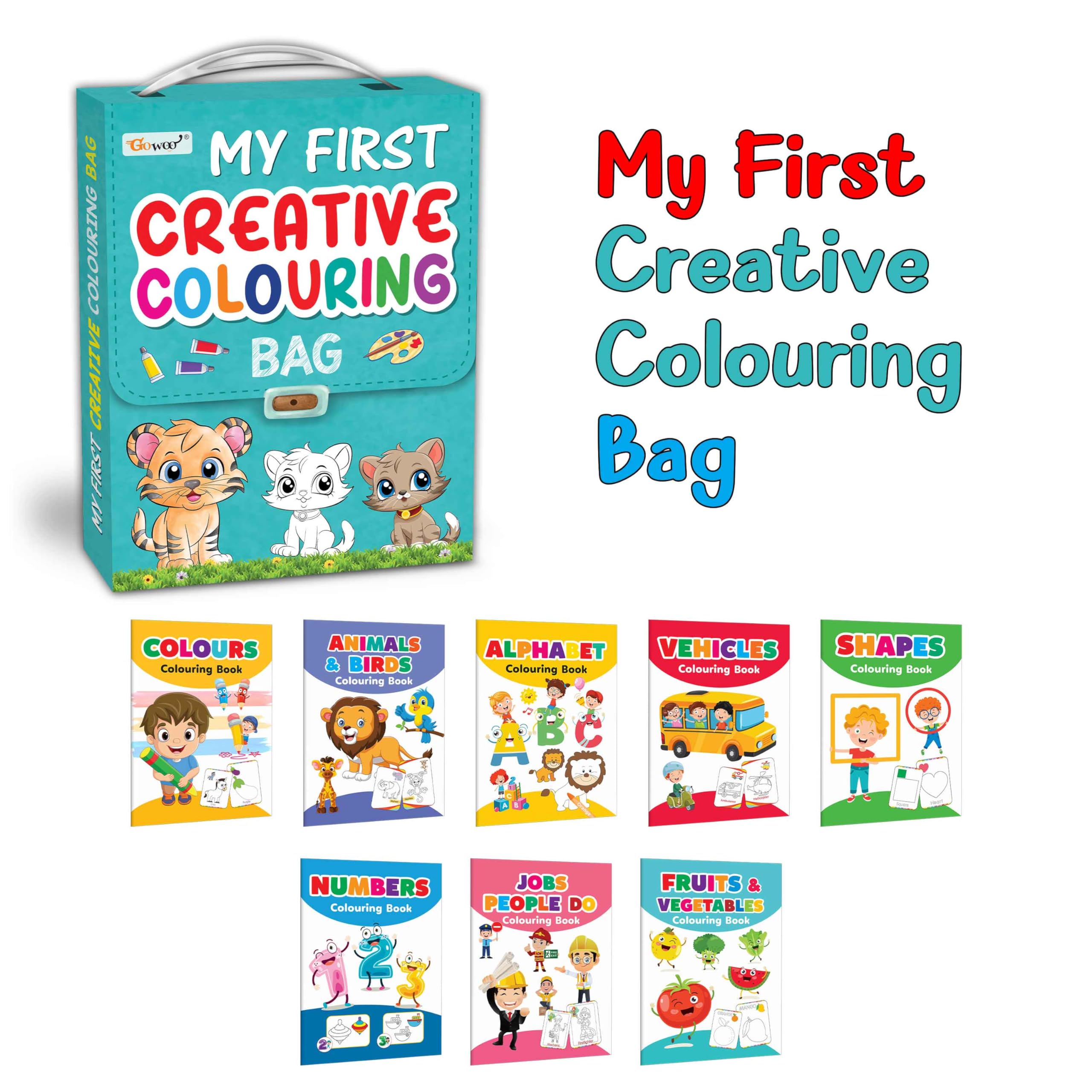 ChildrenS Educational Colouring Book Collection : KidS First Library Bag, Colouring Book For Preschoolers, Educational Picture Books For Toddlers Of 8 Colouring Books