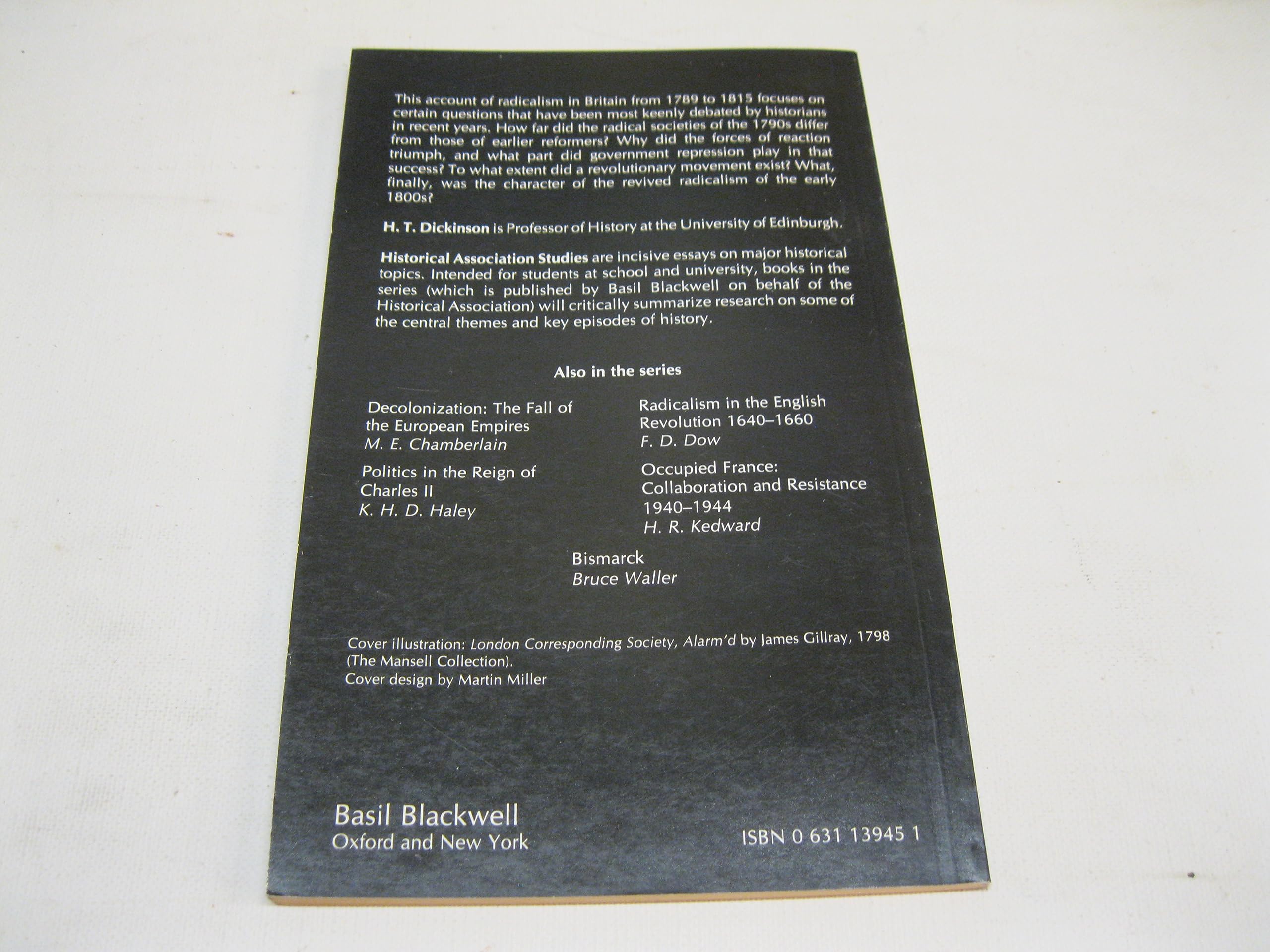 British Radicalism and the French Revolution, 17891815 (Historical Association Studies),Used