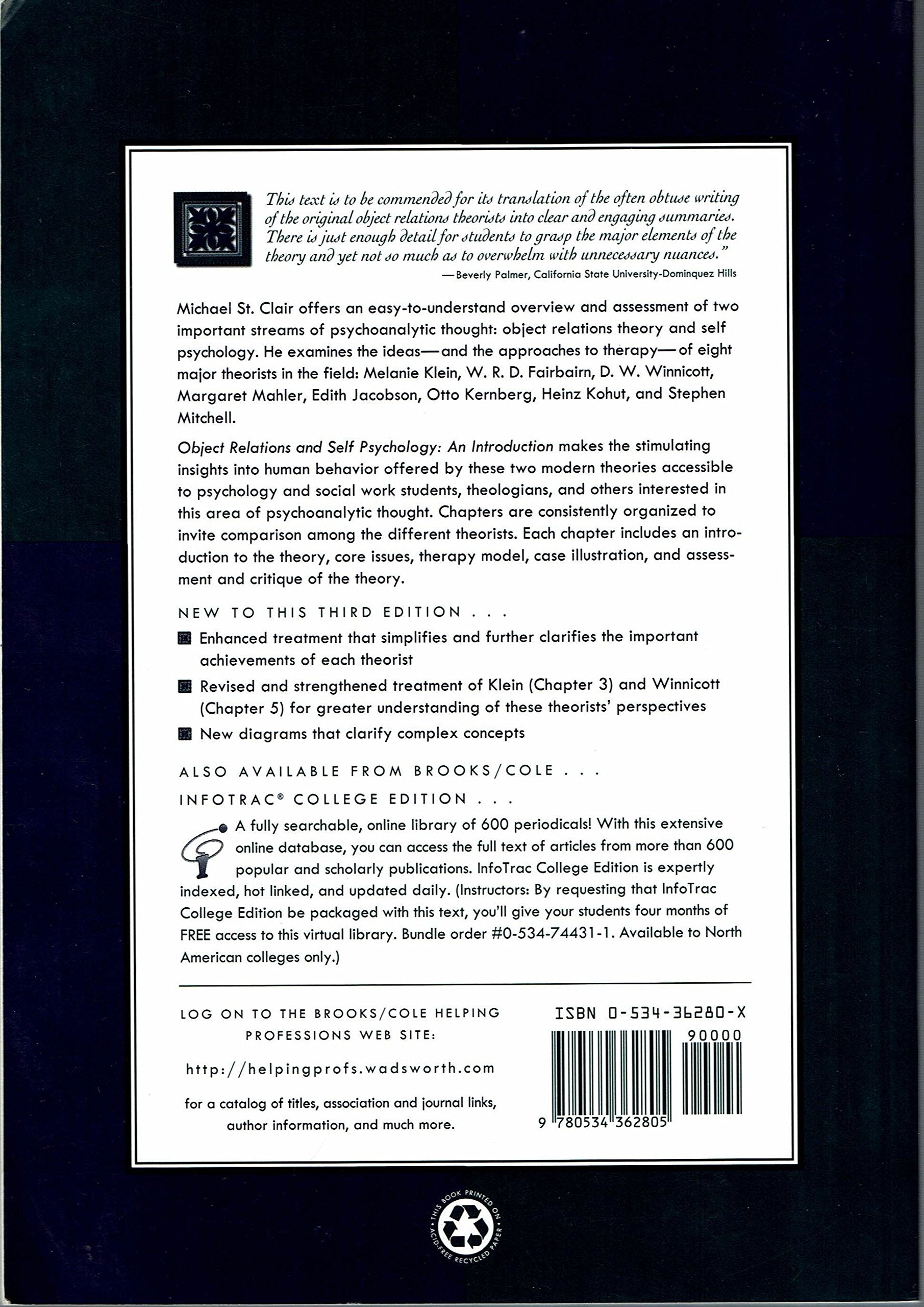 Object Relations And Self Psychology: An Introduction-used