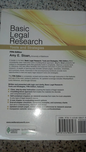 Basic Legal Research: Tools and Strategies, Fifth Edition (Aspen Coursebook Series),Used