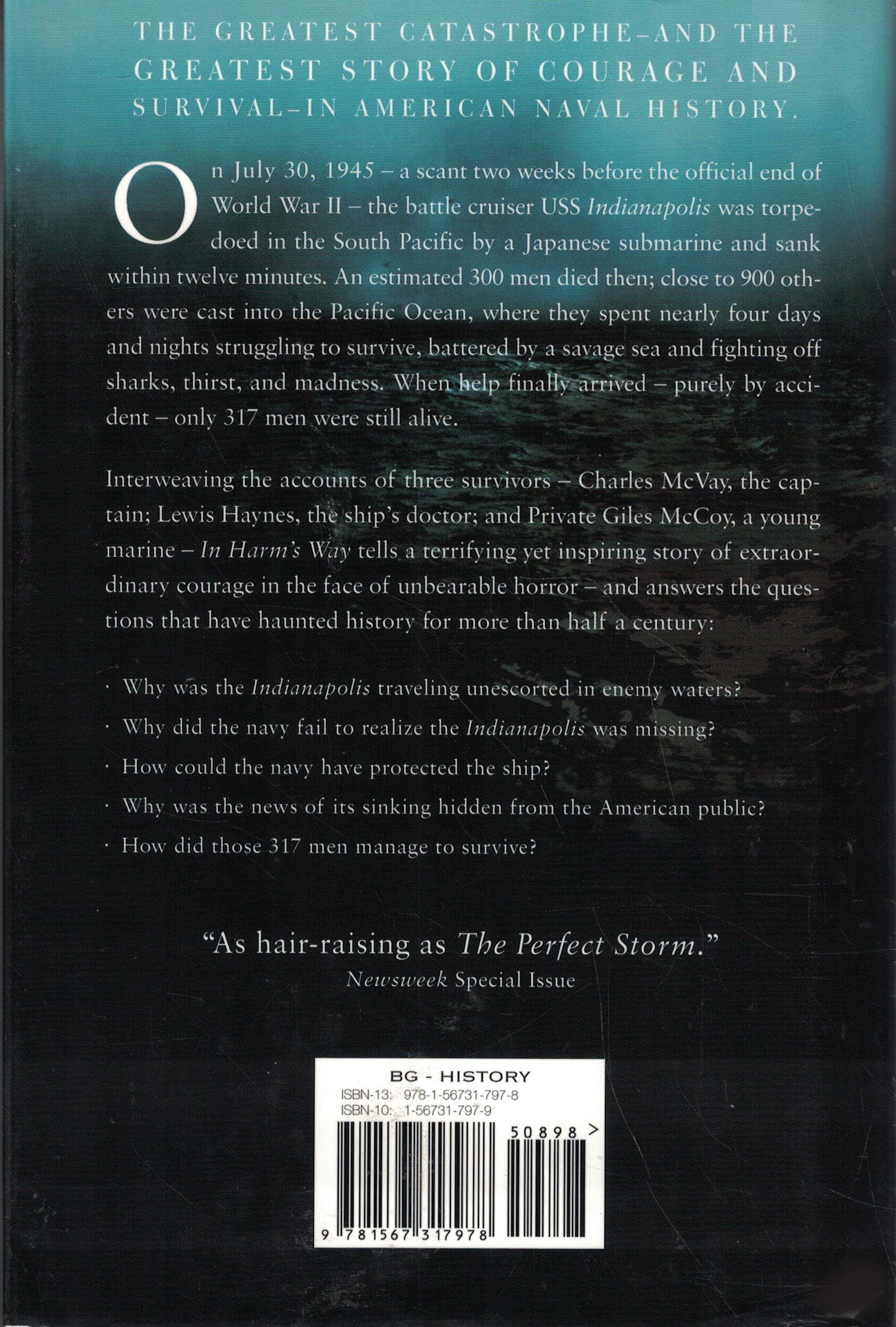 In Harm's Way: The Sinking of the USS Indianapolis and the Extraordinary Story of Its Survivors,Used