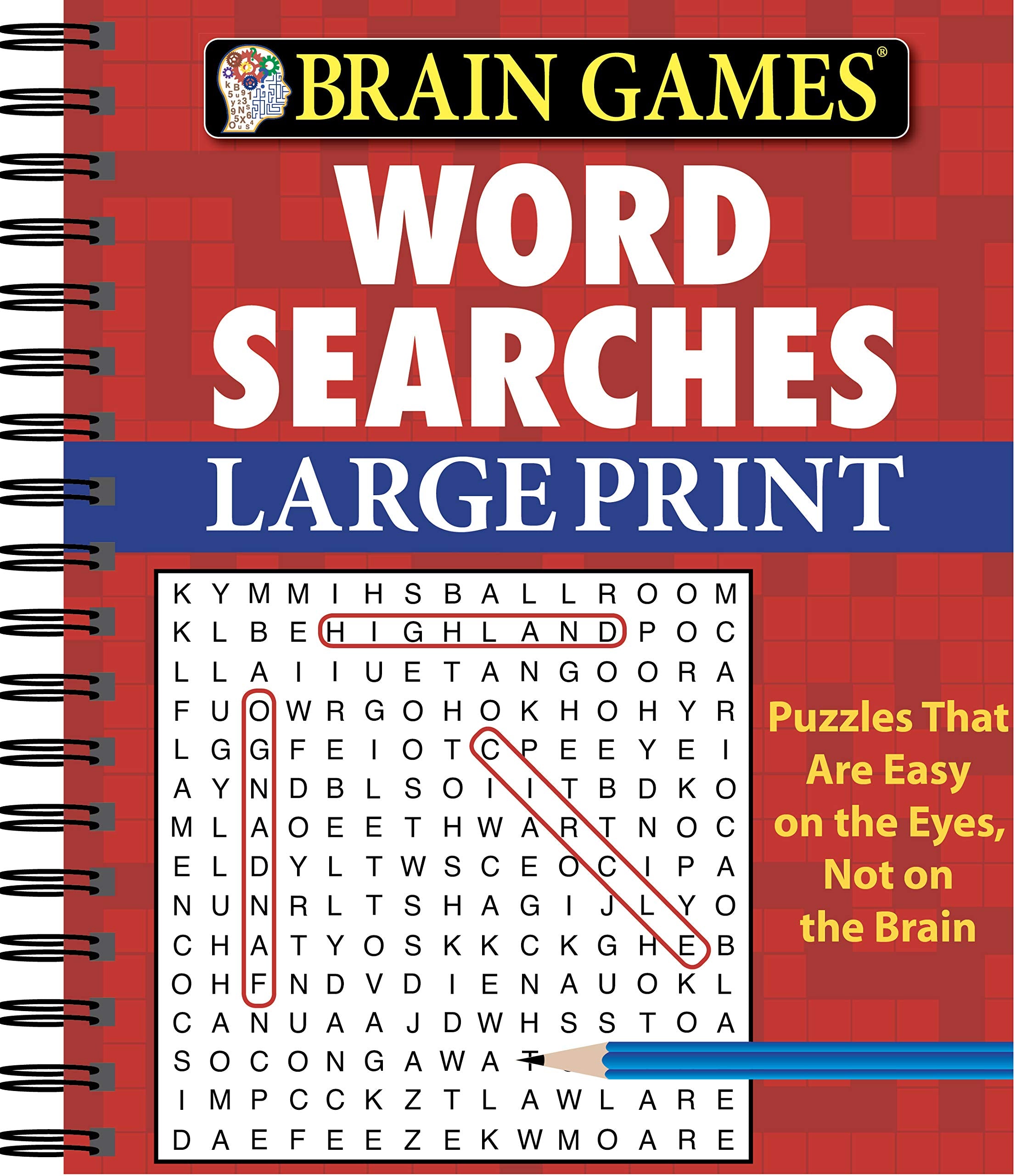 Brain Games  Word Searches  Large Print (Red)