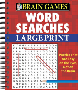 Brain Games  Word Searches  Large Print (Red)